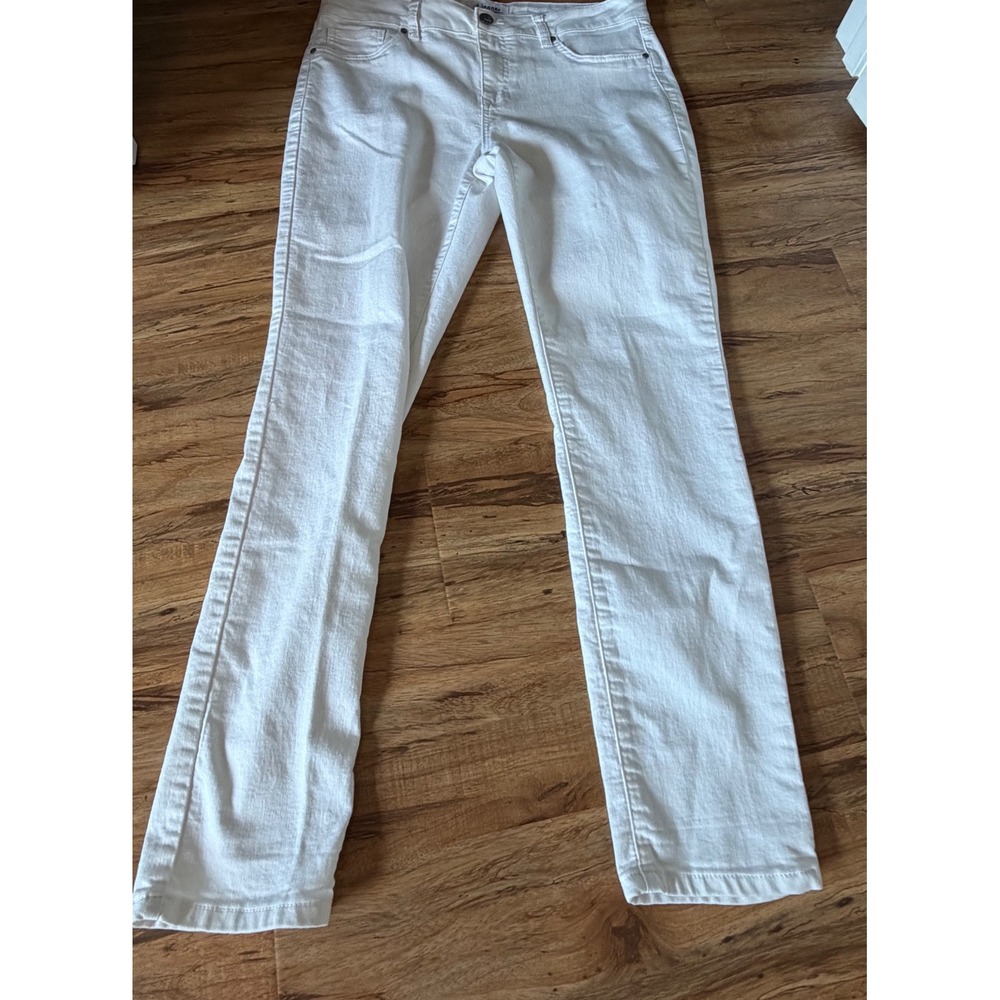 d.jeans Womens White Straight Leg Denim Jeans Size 12 Stretch Five Pocket - Picture 2 of 9